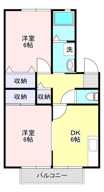 ニューキャピタル壱番館(2DK/2階)の間取り写真