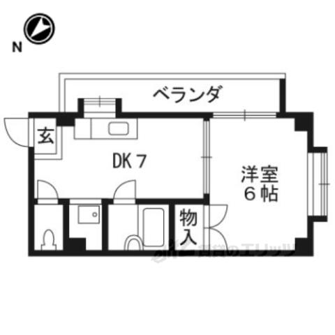 ペントハウス1990(1DK/1階)の間取り写真