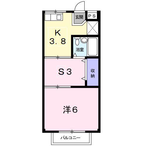 シティハイツベル(1SK/2階)の間取り写真