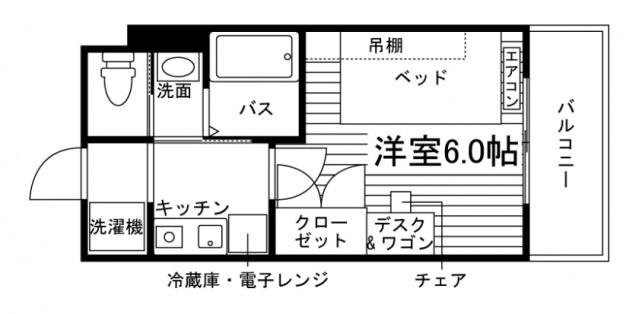 学生会館 スプランドゥール福大前(1K/4階)の間取り写真