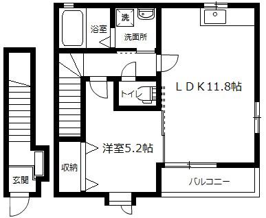 ソレイユ(1LDK/2階)の間取り写真