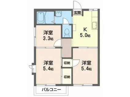 マロンセブンB(3K/2階)の間取り写真