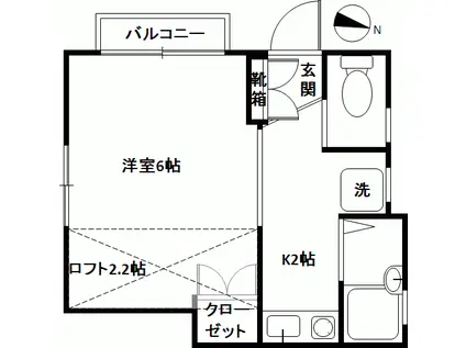 ボヌール(1K/1階)の間取り写真