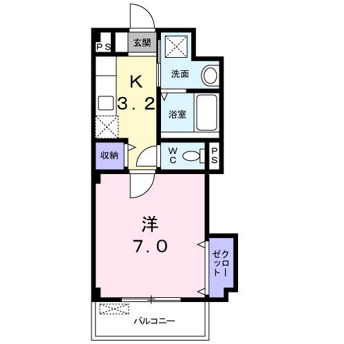 アウローラ(1K/2階)の間取り写真