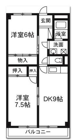 ニューグランハイツ(2LDK/3階)の間取り写真