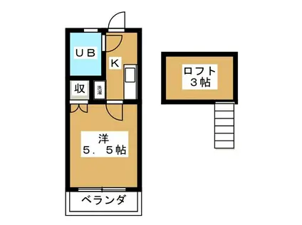 T.Oハイツ58(1K/2階)の間取り写真