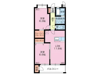 ベッラ・ビスタ(2LDK/2階)の間取り写真