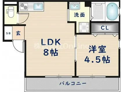 ディアコート岩田(1LDK/1階)の間取り写真