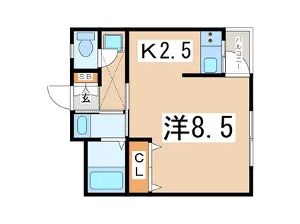 LILY-BE昭和(1K/3階)の間取り写真