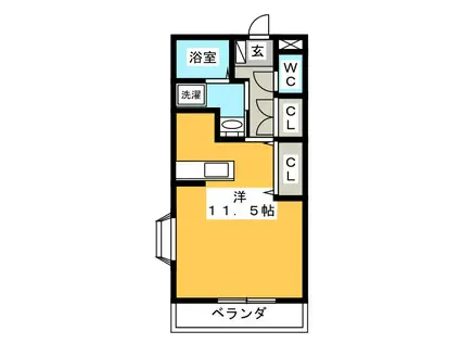 ボナール・キク(ワンルーム/1階)の間取り写真