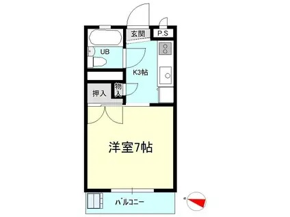 横田マンション(1K/4階)の間取り写真