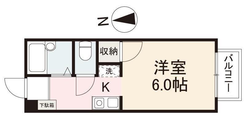 フォブール今里(1K/1階)の間取り写真