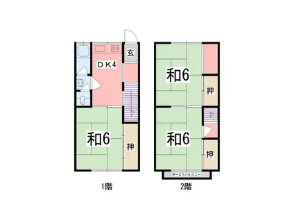 大林荘南棟(3K/1階)の間取り写真