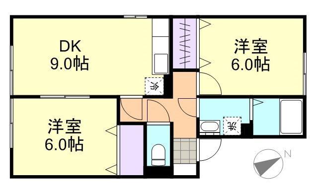 エーア トベーレB(2DK/1階)の間取り写真