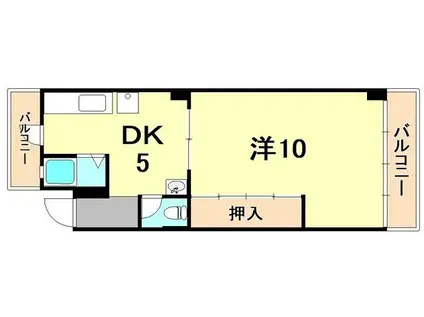 諏訪山マンション(1DK/3階)の間取り写真