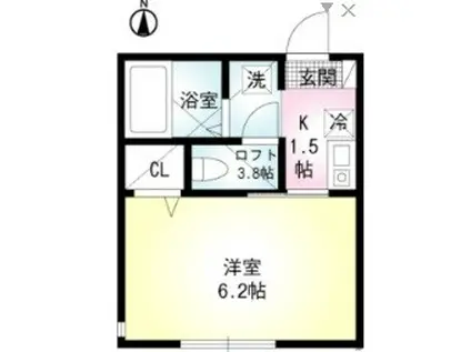 セレーノ田浦Ⅱ(1K/1階)の間取り写真
