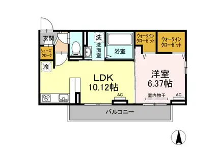 ＪＲ徳島線 鮎喰駅 徒歩7分 3階建 築4年(1LDK/2階)の間取り写真