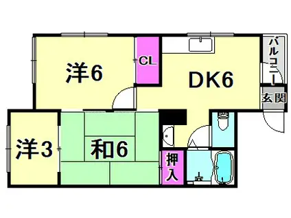 東雲マンションB(2DK/4階)の間取り写真