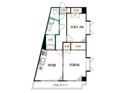 ルミエール中野(2DK/3階)の間取り写真