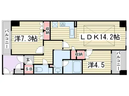 ザ・京都レジデンス御所南(2LDK/2階)の間取り写真