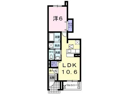ジェルメ・メゾンM.3号館(1LDK/1階)の間取り写真