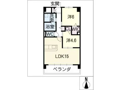 グランドソレイユ蟹江(2LDK/3階)の間取り写真