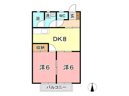 コーポ田中(2DK/1階)の間取り写真