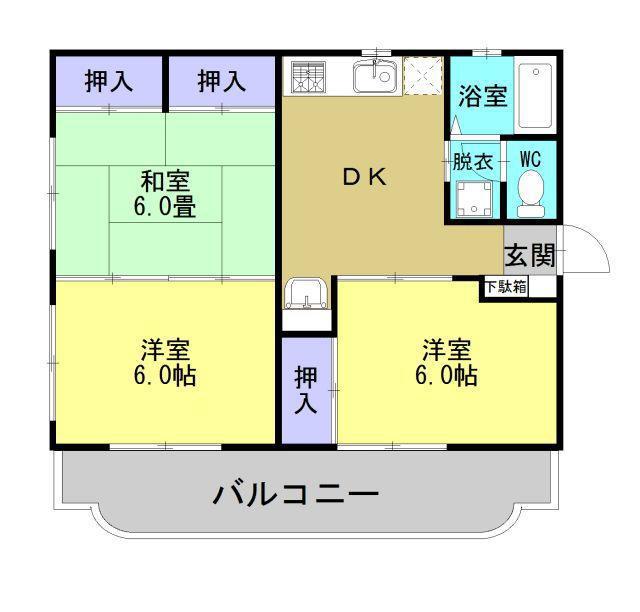 第2小川ハイツ(3DK/3階)の間取り写真