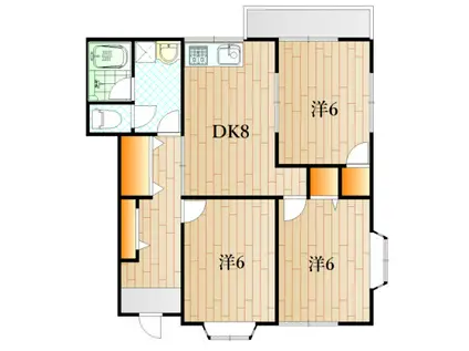 メイプル生野(3DK/1階)の間取り写真