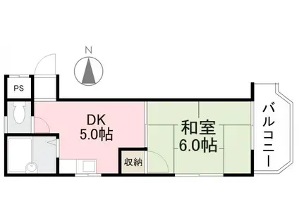 グリーンヒル第2(1DK/2階)の間取り写真
