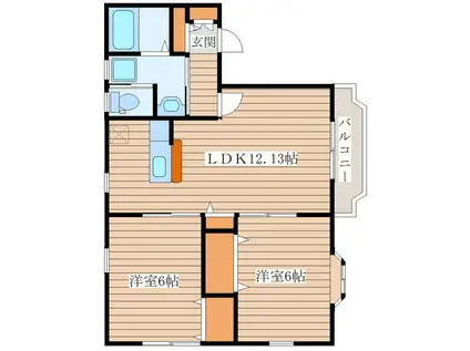 プログレール落合弐番館(2LDK/2階)の間取り写真