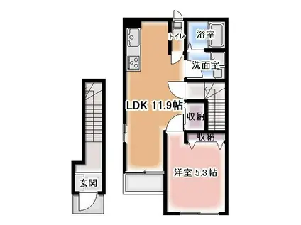 グランディール・ヒロII(1LDK/2階)の間取り写真