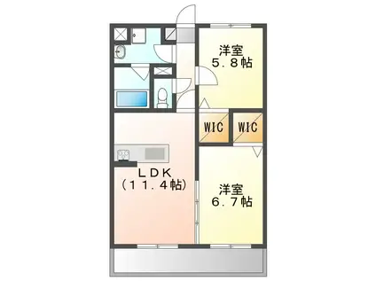 ARMONIE JIKE (2LDK/1階)の間取り写真