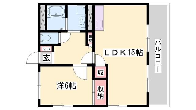 グリーンコスモ田井(1LDK/3階)の間取り写真