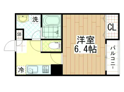 アバンティオ近鉄長瀬(1K/1階)の間取り写真