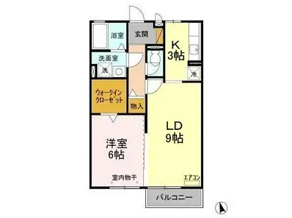 リヴェールAOKI(1LDK/2階)の間取り写真