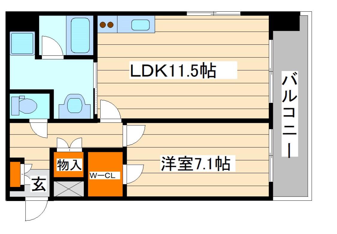 リエス宮城野(1LDK/7階)の間取り写真