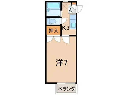 ウィンべル太田町(1K/3階)の間取り写真