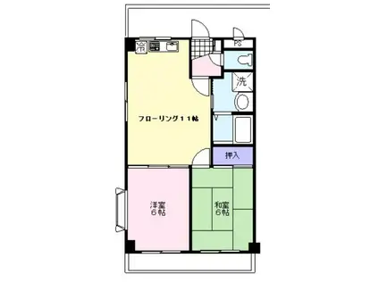 グリーンヒル・カトウ(2LDK/3階)の間取り写真