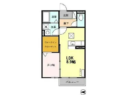 グランドソレーユB(1LDK/1階)の間取り写真