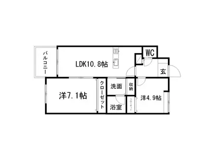 GARDEN昴(2LDK/4階)の間取り写真
