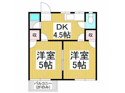 フォーブルやまと(2DK/2階)の間取り写真