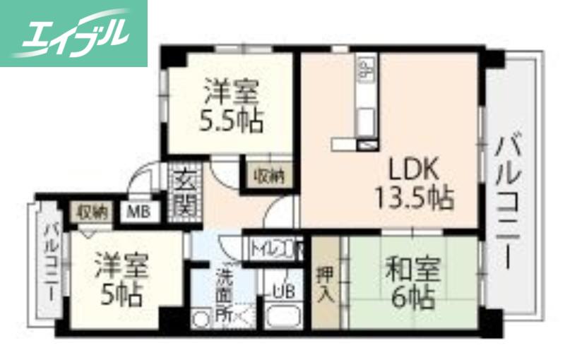 清幸マンション野田(3LDK/7階)の間取り写真