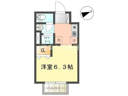 シャルムスズキ(1K/2階)の間取り写真