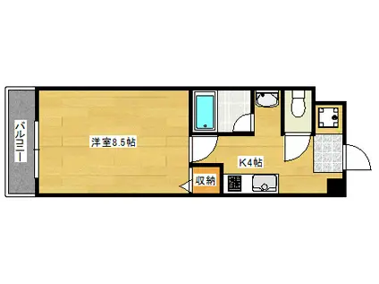 ハイツリリアン(1K/4階)の間取り写真