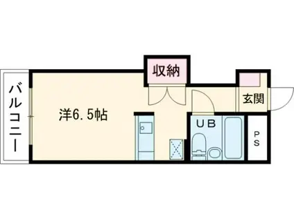 モンテメール学園前(ワンルーム/2階)の間取り写真