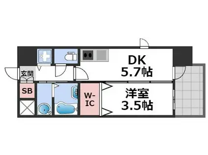 エステムコート難波VIIビヨンド(1DK/11階)の間取り写真