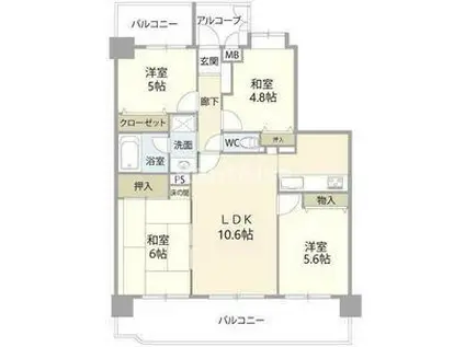 ライオンズマンション一宮白旗通(4LDK/5階)の間取り写真