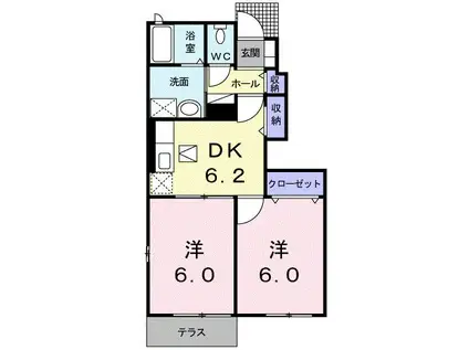 シップ信栄II(2DK/1階)の間取り写真