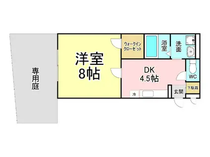 アムールLIBRE(1DK/1階)の間取り写真